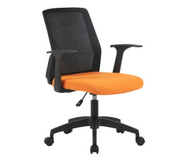 Кресло Cactus CS-MC222-BKOR черный сиденье оранжевый, сетка/ткань, низк.спин. крестов., пластик