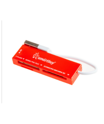 Картридер внешний Smartbuy 717 , USB 2.0, красный