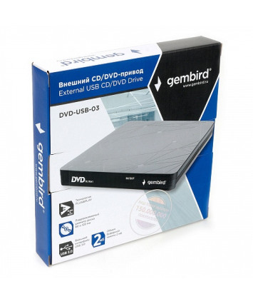 Оптический привод внешний DVD-RW USB 3.0 Gembird DVD-USB-03 черный