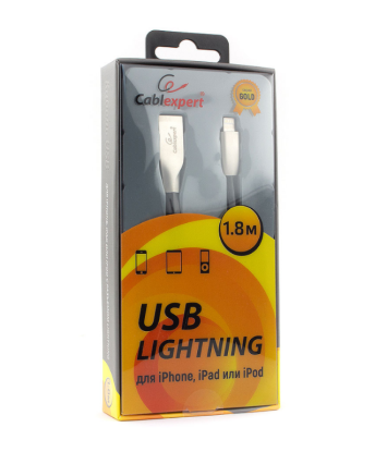 Кабель USB - Ligntning Cablexpert для Apple CC-G-APUSB01Bk-1.8M, серия Gold, 1.8м, черный