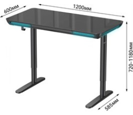 Игровой стол Cactus CS-EGD-BK-LED столешница, закаленное стекло, черный каркас,черный