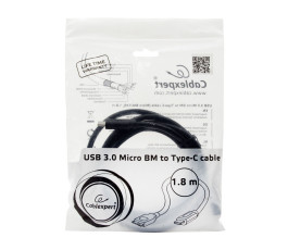 Кабель USB Type-C - microB, 1.8m, Cablexpert CCP-USB3-mBMCM-6