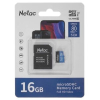 Карта памяти MicroSDHC UHS-I Card 16Gb Netac P500 (NT02P500STN-016G-R) (с адаптером)
