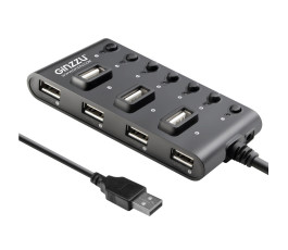USB-концентратор Ginzzu GR-487UB (7 портов USB 2.0, с выключателями портов)