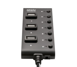 USB-концентратор Ginzzu GR-487UB (7 портов USB 2.0, с выключателями портов)