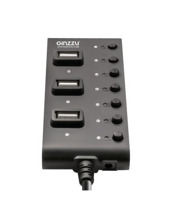 USB-концентратор Ginzzu GR-487UB (7 портов USB 2.0, с выключателями портов)