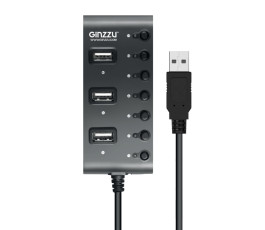 USB-концентратор Ginzzu GR-487UB (7 портов USB 2.0, с выключателями портов)