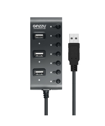 USB-концентратор Ginzzu GR-487UB (7 портов USB 2.0, с выключателями портов)