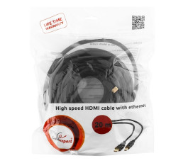Кабель HDMI - HDMI, v2.0, 20м, Cablexpert CC-HDMI4-20M, черный