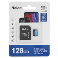 Карта памяти MicroSDXC UHS-I Card 128Gb Netac P500 (NT02P500STN-128G-R) (с адаптером)