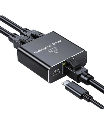 Сплиттер-разветвитель Cablexpert NCA-SP-03, с пит., 1 порт RJ45 -> 2 порта RJ45 100/1000Mbps,UTP/FTP