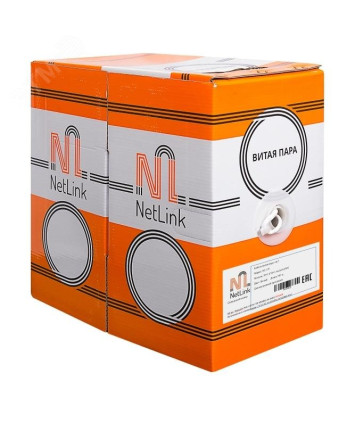 Кабель внутренний витая пара Бухта 305м NetLink NL-CU FTP 4PR оранжевый(LZSH-FTP-5e-2x4x24AWG)(7376)
