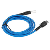 Кабель USB - Type-C Defender F181, 1м, 2.4A, нейлон, синий