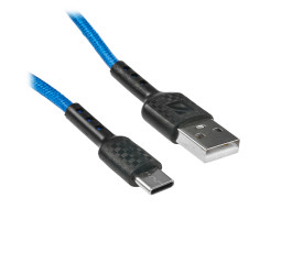 Кабель USB - Type-C Defender F181, 1м, 2.4A, нейлон, синий