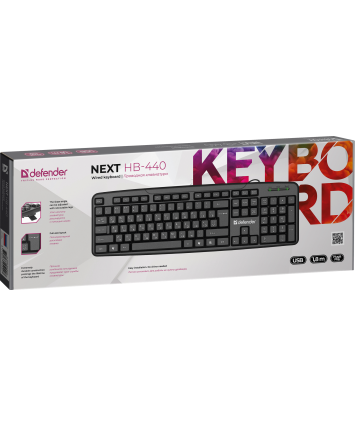 Клавиатура Defender Next HB-440 USB RU,черная,полноразмерная
