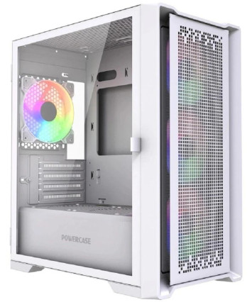 Корпус mATX без БП Powercase ByteFlow Micro White (CAMBFW-A4-LE), белый
