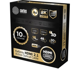 Активный оптический кабель HDMI Cactus 30м, v2.1, AOC, черный, CS-HDMI-AOC-2.1-30