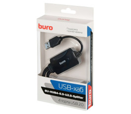 USB-концентратор Buro BU-HUB4-0.3-U2.0-Splitter (4 порта USB 2.0)