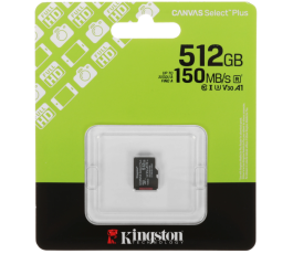 Карта памяти MicroSDXC UHS-I Card 512Gb Kingston Canvas Select Plus Class 10 SDCS3/512GBSP