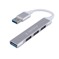 USB-концентратор Gembird UHB-C206, USB3.0, 3xUSB2.0, кабель USB 10см, серебристый
