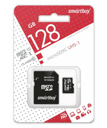 Карта памяти MicroSDXC UHS-I Card 128Gb Smartbuy class 10 (c адаптером) (SB128GBSDCL10-01)