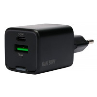 Универсальное СЗУ Cablexpert MP3A-PC-64 (30Вт, 1 USB, 1 Type-C, 3А), QC4.0/PD, черный