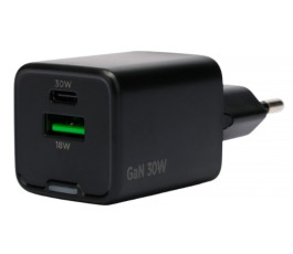 Универсальное СЗУ Cablexpert MP3A-PC-64 (30Вт, 1 USB, 1 Type-C, 3А), QC4.0/PD, черный