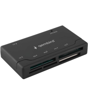 Картридер внешний Gembird FD2-MSD-4 (SD, TF (MicroSD), XD, MS, M2, CF), USB 2.0, кабель 50см, черный