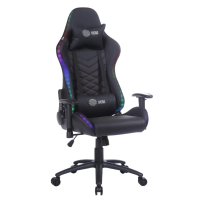 Кресло игровое Cactus CS-CHR-0099BLR с RGB-подсветкой черный/красный эко.кожа