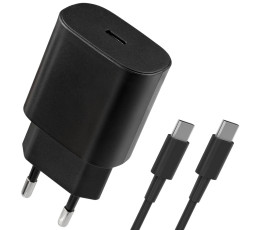 Универсальное СЗУ Defender UPA-125 (1 USB-C, 25W), + кабель Type-C (m) - Type-C (m), черный
