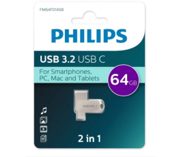 Флеш накопитель 64Gb USB 3.2+TypeC PHILIPS 2-in-1 (FM64FD145B/97)