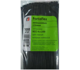 Стяжки кабельные FORTISFLEX КСС 4×250 мм, черные, 100 шт.