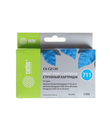 Картридж струйный Cactus CS-CZ130 №711, 26мл, голубой Картридж струйный Cactus CS-CZ130 №711, 26мл, голубой