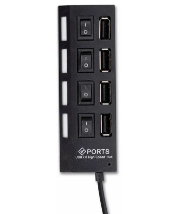 USB-концентратор Smartbuy SBHA-7204-B (4 порта USB 2.0, с выключателями портов), черный