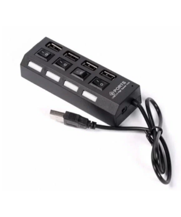 USB-концентратор Smartbuy SBHA-7204-B (4 порта USB 2.0, с выключателями портов), черный