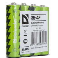 Батарейка Defender солевая R6-4F AA, (в пленке 4шт)