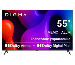 Телевизор 55" Digma DM-LED55UQB31, QLED, 4K Ultra HD, 60 Гц, SMART TV, Google TV, черный