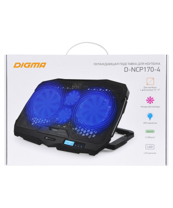 Охлаждающая подставка для ноутбука Digma D-NCP170-4 (17"), 2xUSB, 4 вентилятора Охлаждающая подставка для ноутбука Digma D-NCP170-4 (17"), 2xUSB, 4 вентилятора