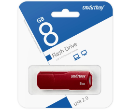 Флеш накопитель 8Gb USB 2.0 Smartbuy Clue (SB8GBCLU-BG), бордовый