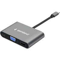 Док-станция Gembird UHB-D8 (USB 3.1, Type-C PD100W, HDMI, VGA, M.J. 3.5), Type-C