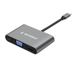 Док-станция Gembird UHB-D8 (USB 3.1, Type-C PD100W, HDMI, VGA, M.J. 3.5), Type-C